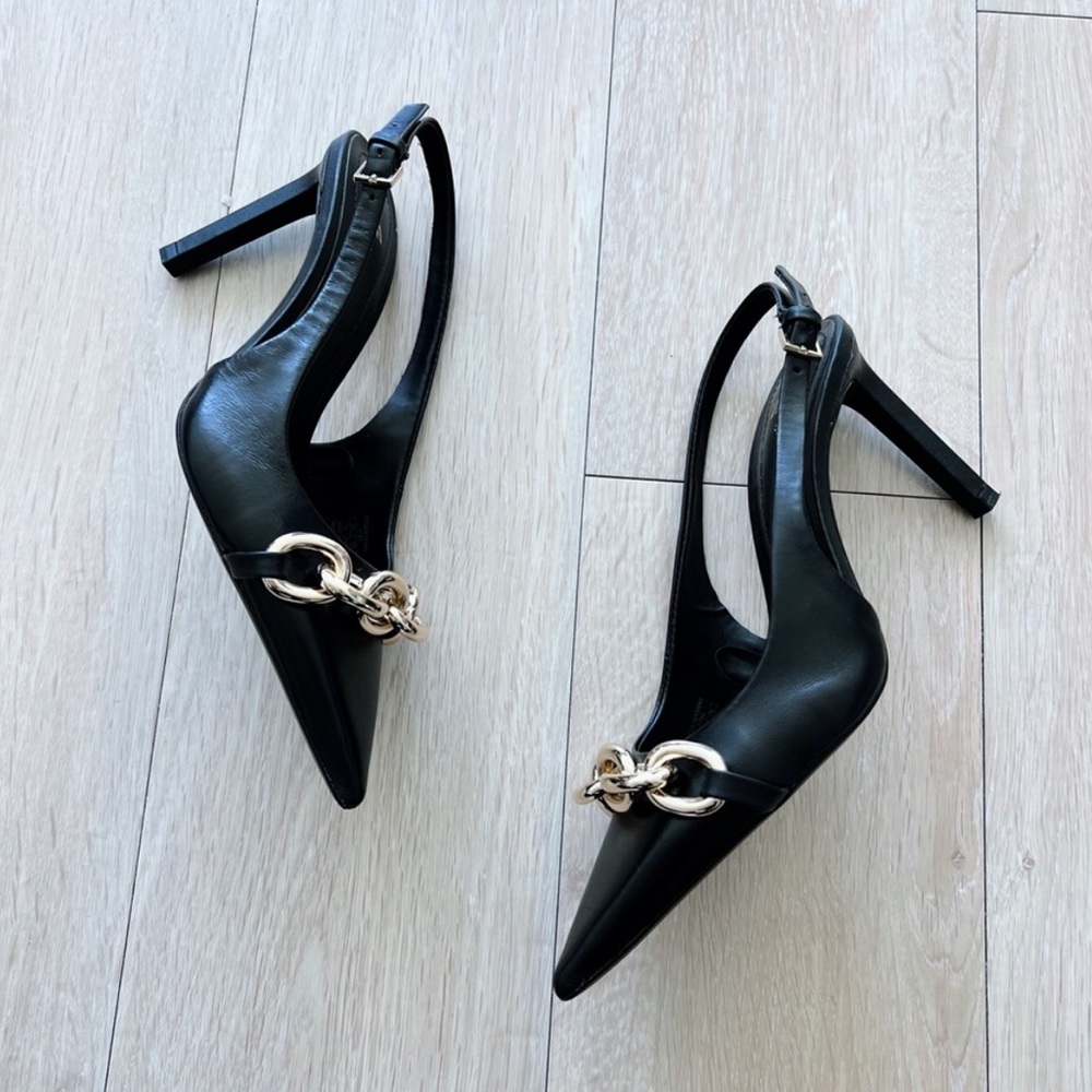 Zara Gold Chain Heels - Picture 2 of 8